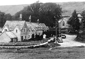 Tyneham Village black and white photo of tyneham village